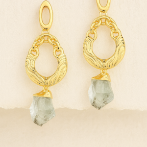 Brinco cristal e ouro detalhado